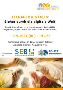 Mehr über den Artikel erfahren Informationsveranstaltung der Stadtschulpflegschaft Arnsberg: „Teenager und Medien: Sicher durch die digitale Welt“